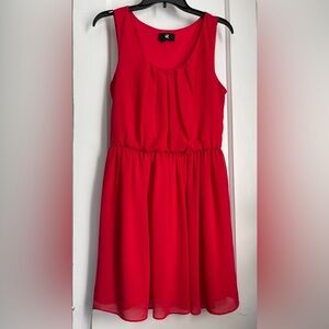 IZ Byer Red Sleeveless Chiffon Elastic Waist Dress, Size Large